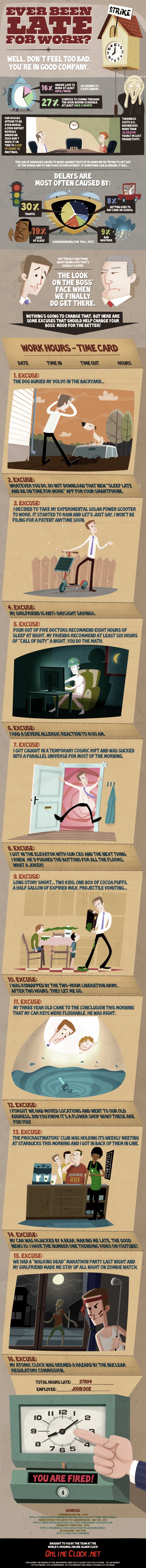 top excuses for being late to work