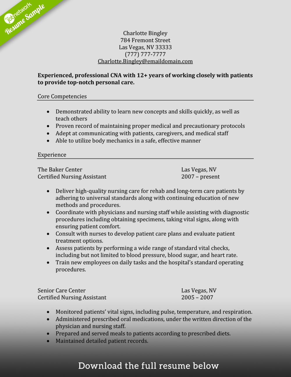 cna-resume-experienced