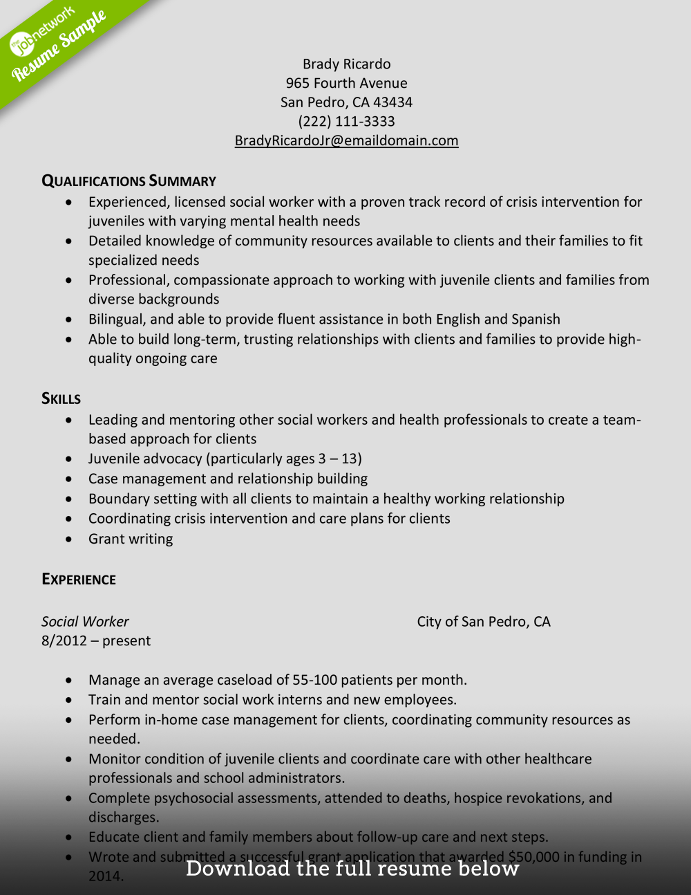 social-worker-resume-administrative