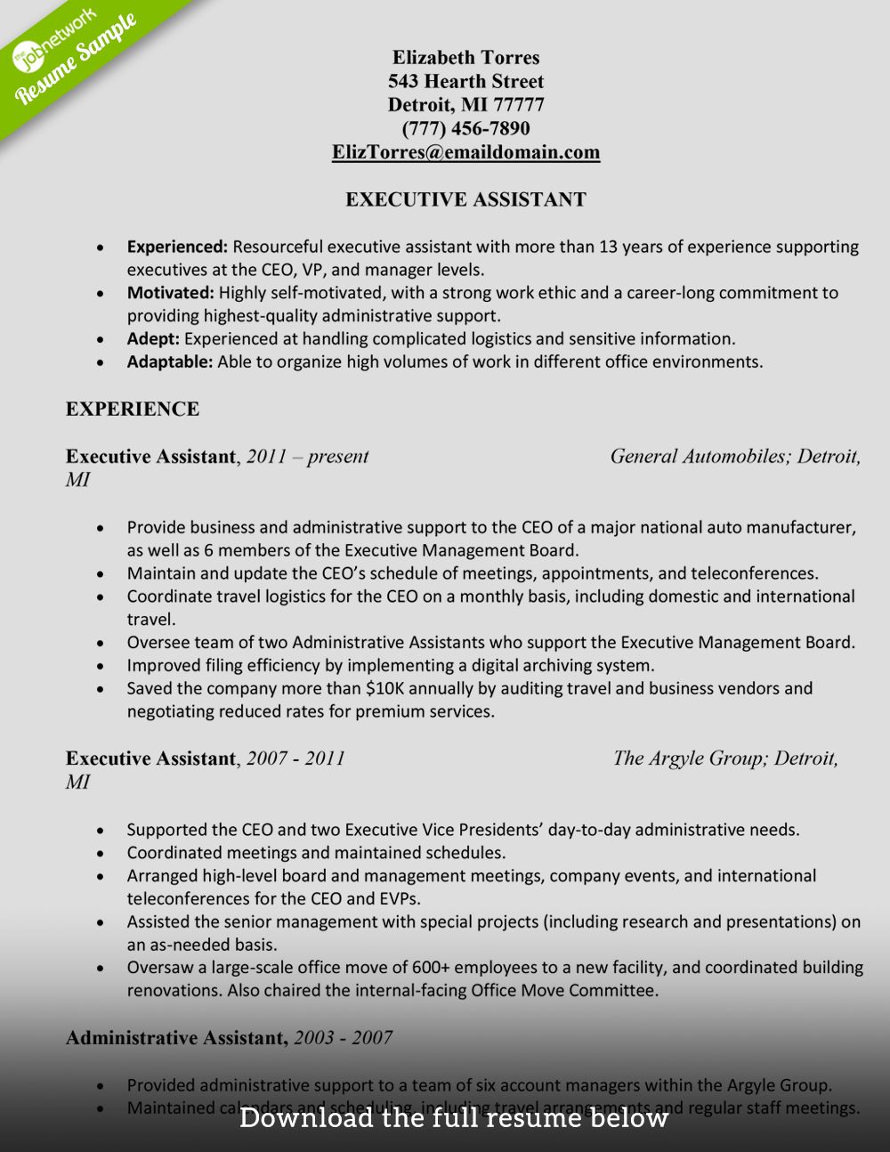 administrative-assistant-resume-elizabeth-torres