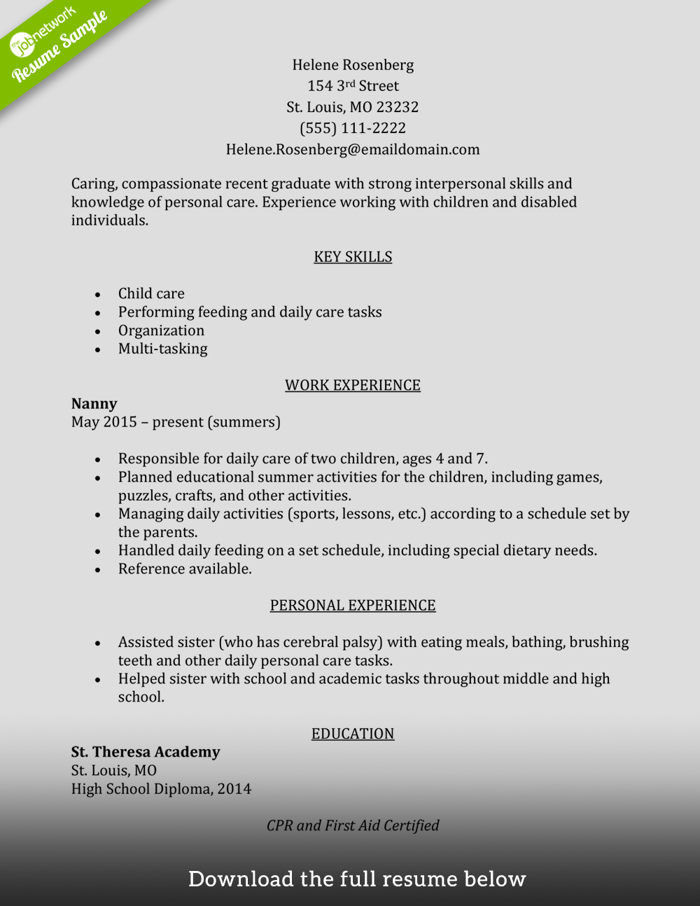 caregiver-resume-entry-level