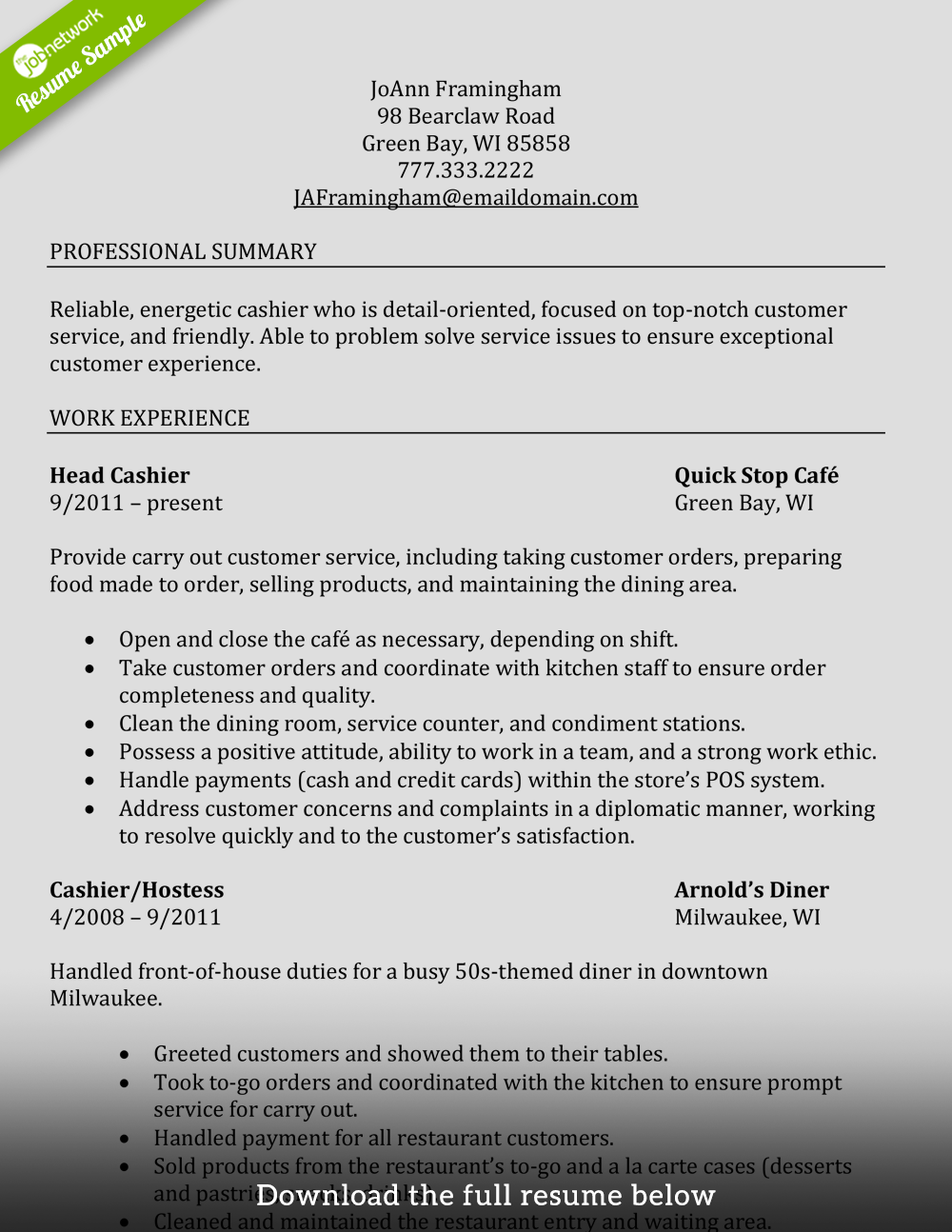 cashier-resume-experienced-restaurant