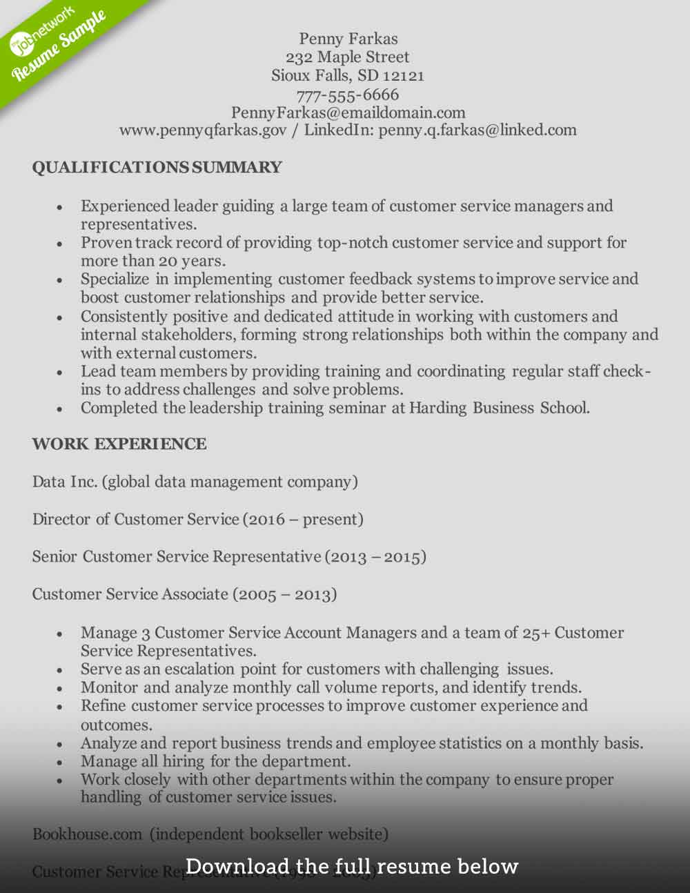 customer-service-resume-experienced