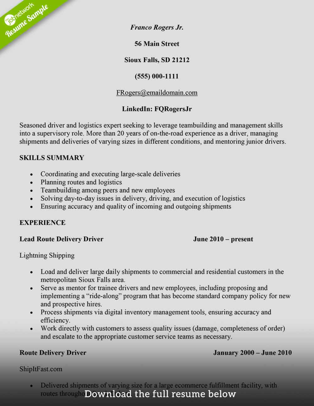 delivery-driver-resume-management