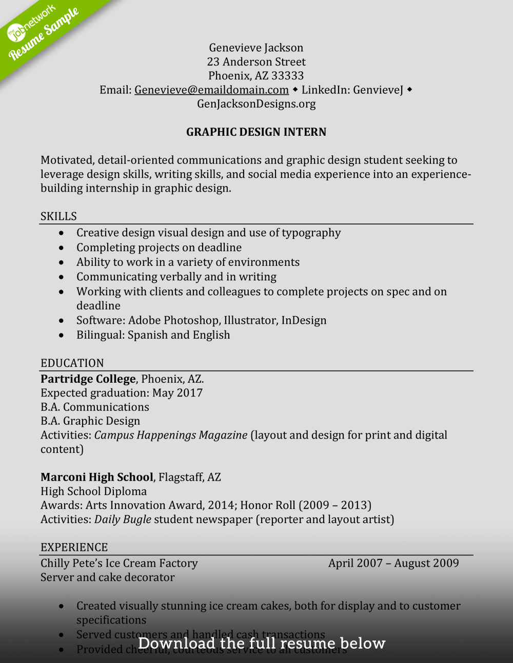 internship-resume-no-experience