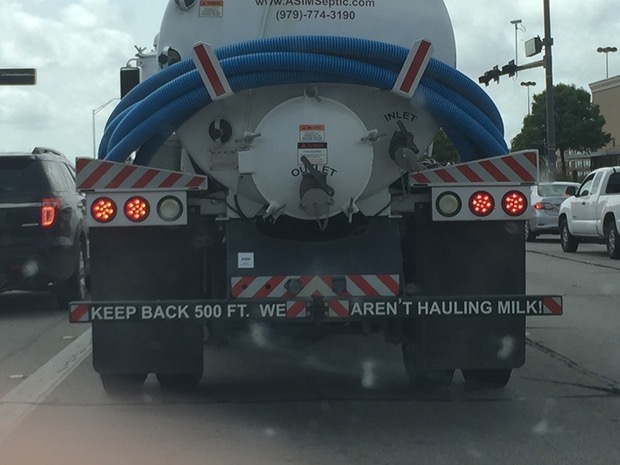 keep back 500 ft we are not hauling milk