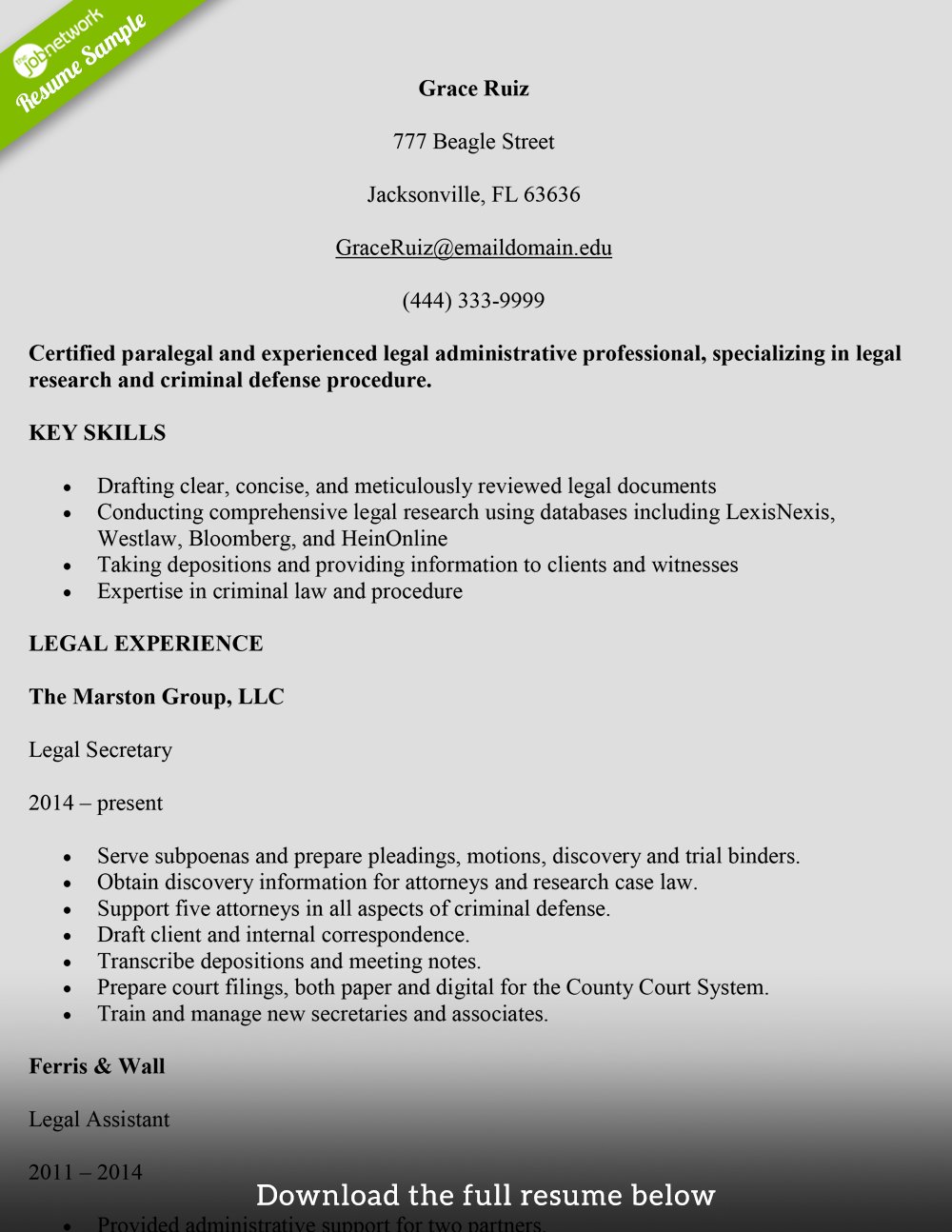 legal-secretary-resume-paralega