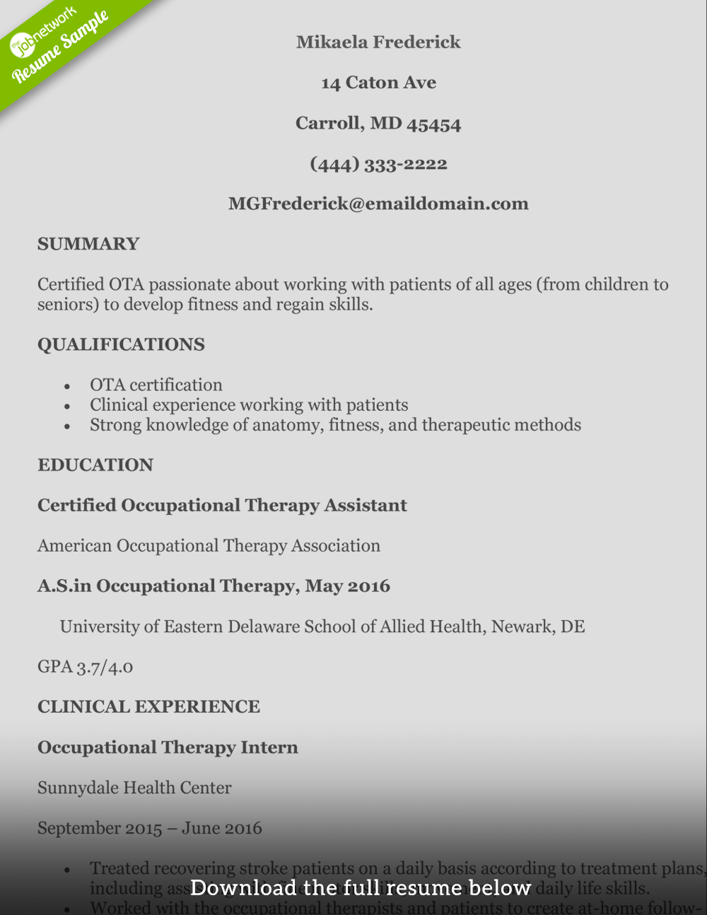 occupation-therapist-resume-mikeala