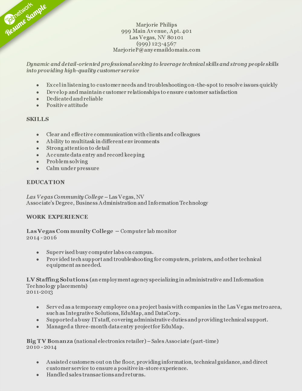 customer service resume