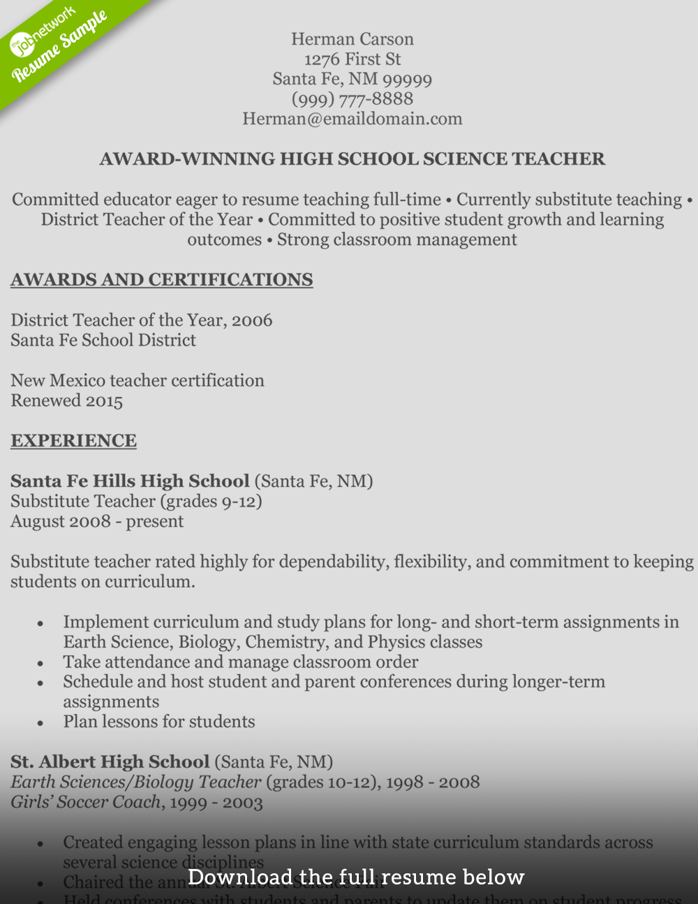teaching-resume-herman-carson